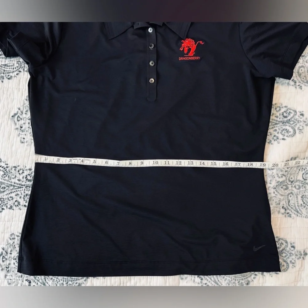 Nike Golf Women’s Large Black Dri-FIT Polo Shirt‎ Dragonberry Embroidered